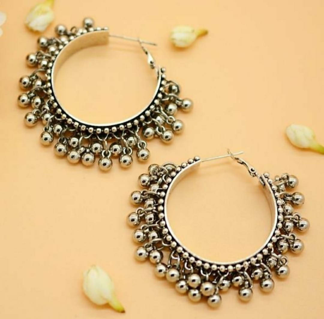 JewelEMarket Oxidised Plated Kundan and Beads Earrings with Maang  Tikka_1319119 at Rs 148/pair | Dangler Earrings in Mumbai | ID: 23906058455